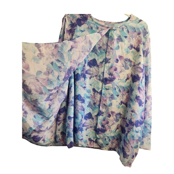 Vintage Koret Floral Sheer One Button Blouse With Matching Tank 20W - Picture 3 of 5